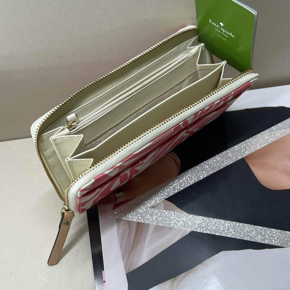 (new+tag) Kate Spade neda wallet brightwater drive blush pink feather leaves - Picture 9 of 12